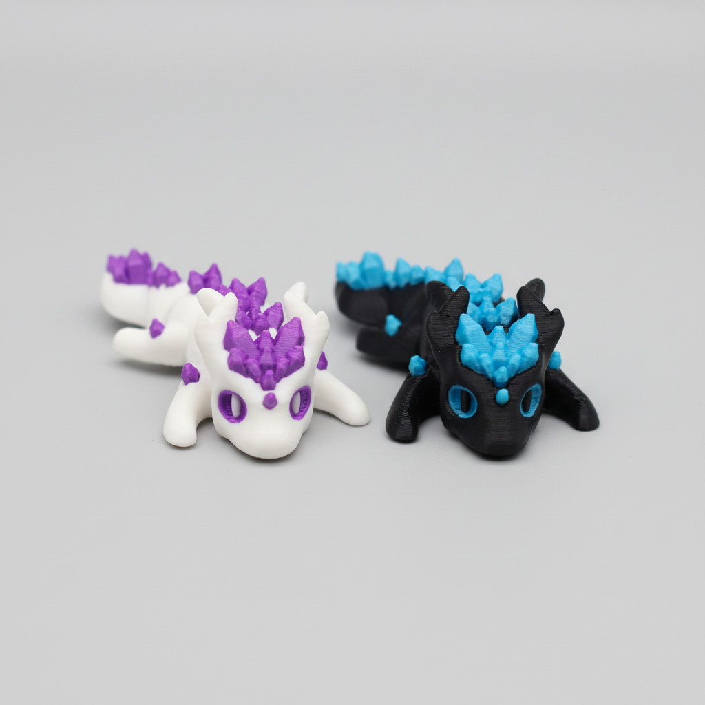 Articulated Crystal Dragon Fidget Toy – Mini 3D Printed