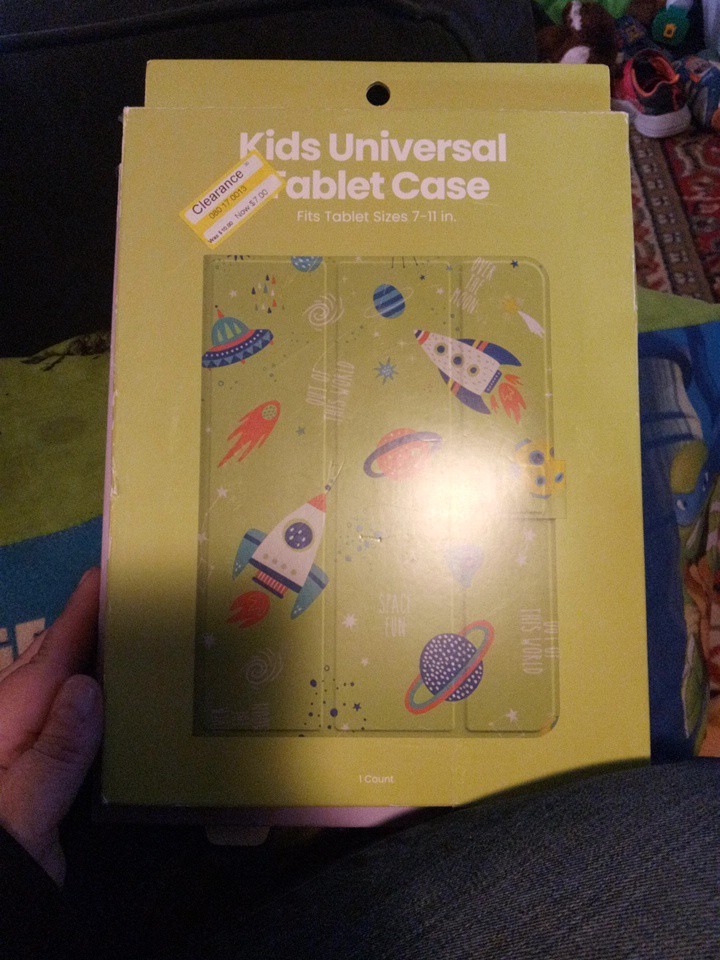 NEW Kids Universal Tablet Case Green W/ Space Theme; Fits 7-11” Tablets