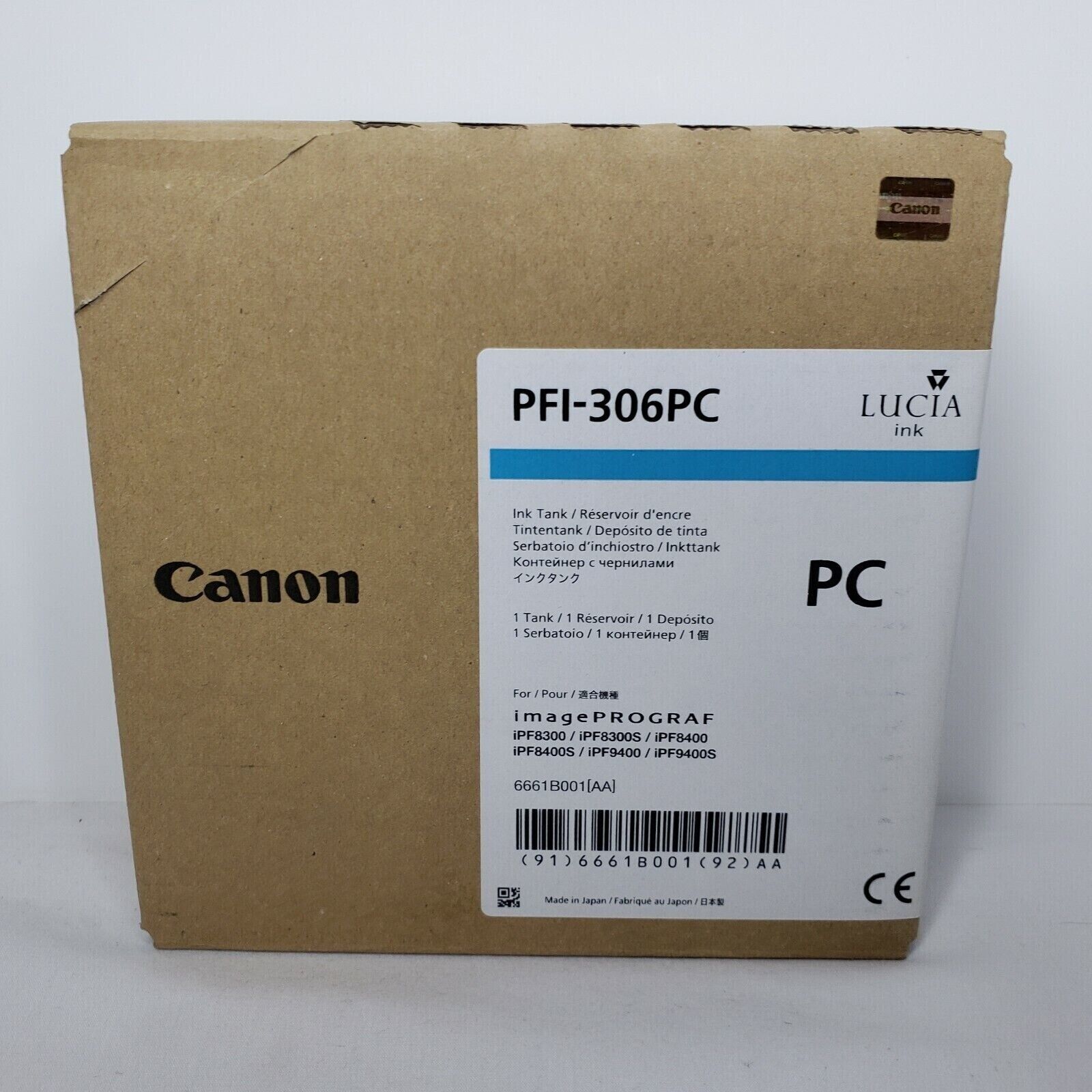 2024/08 or later Canon PFI-306PC  Photo Cyan  Ink Tank for iPF 8300 8400 9400