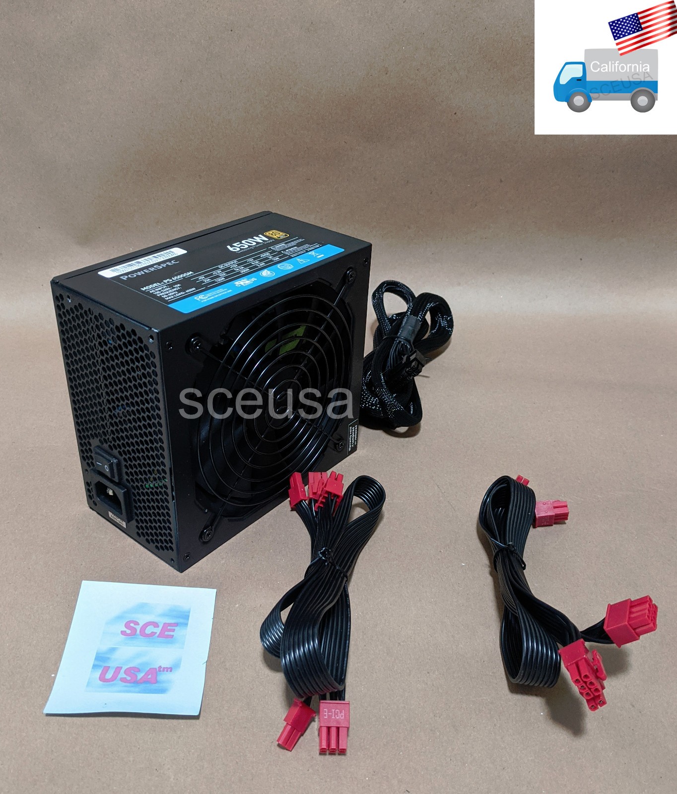 PowerSpec 650W 80+ Gold ATX PC Power Supply 20+4pin, 4+4pin CPU, 4x PCIe Cables