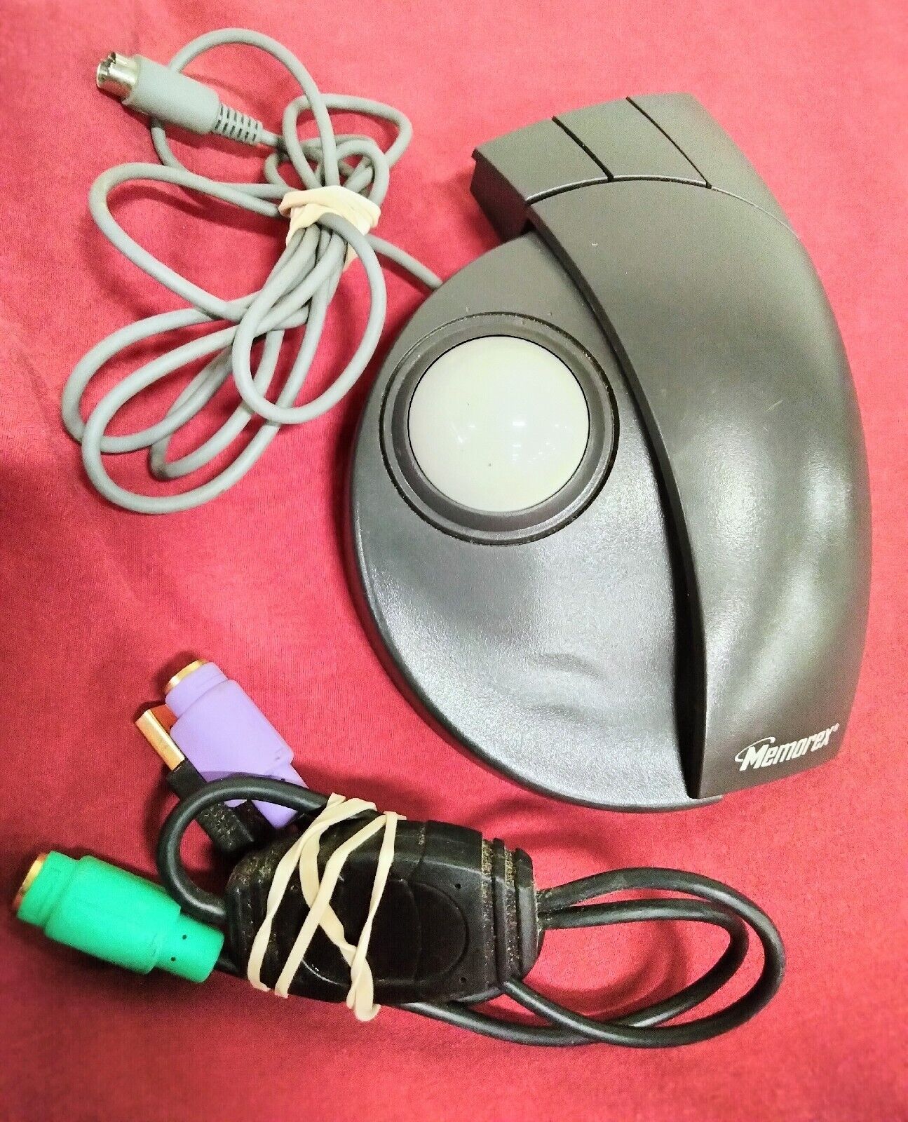 Vintage Memorex TRACKBALL Computer Mouse Adjustable #3202-2314