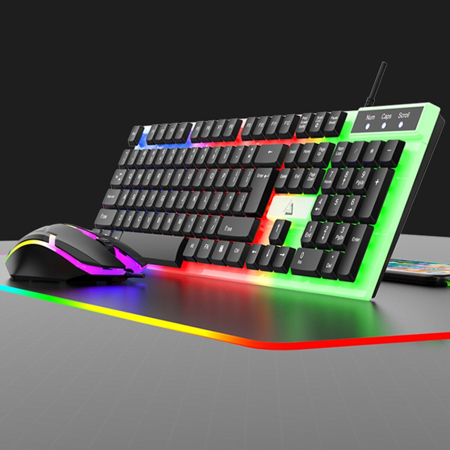 Gaming Keyboard And Mouse LED Light Backlit Mechanical Feel For Computer Desktop