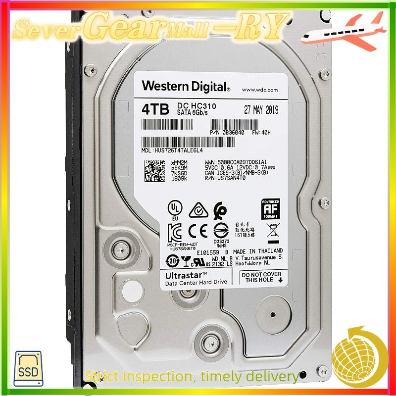 HUS726T4TALE6L4 FORFIT WD Ultrastar DC HC310 4TB HDD 3.5"7200RPM SATA256MB Cache