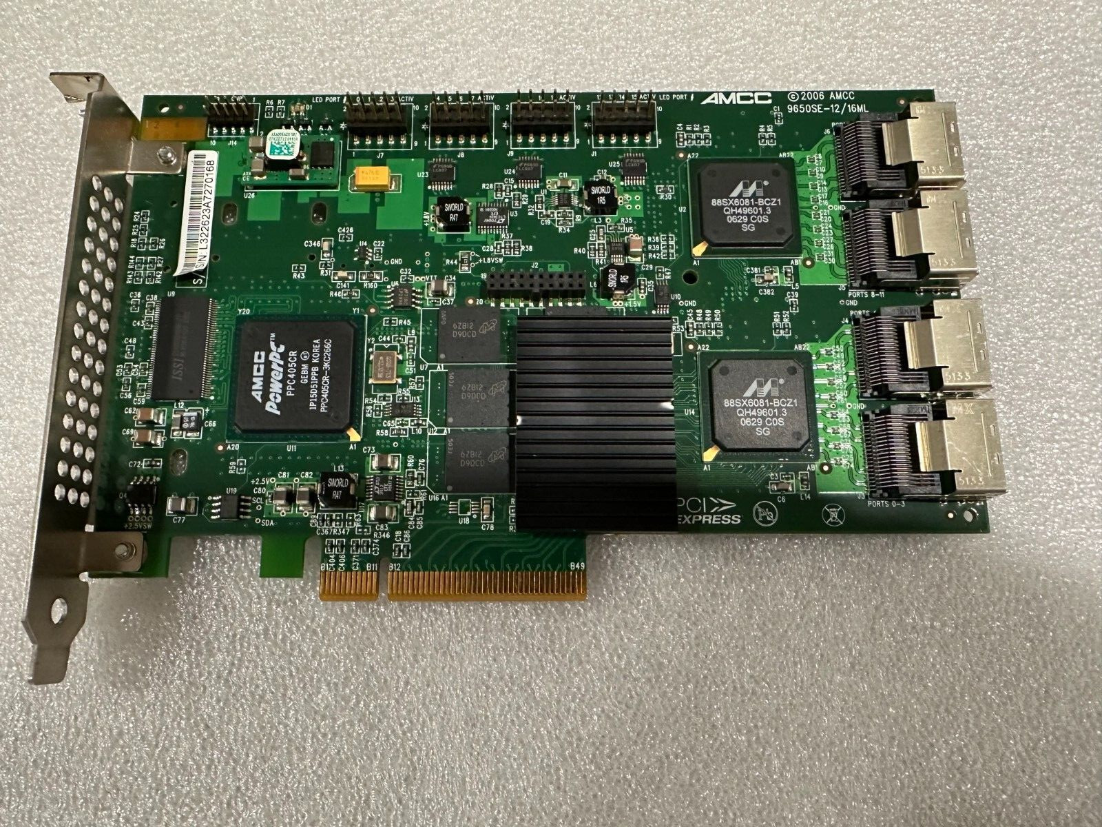 LSI AMCC 3Ware 9650SE-16ML 16Port SATA 256MB PCIe Raid Controller 700-3226-20 F