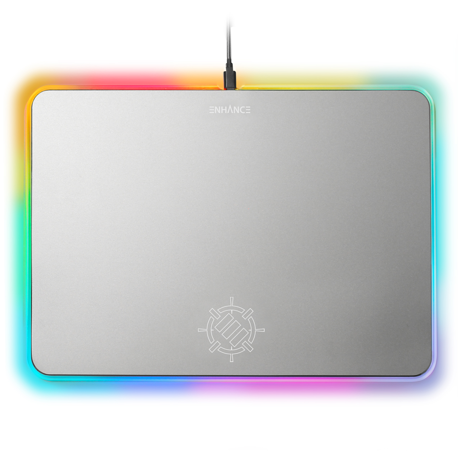 ENHANCE Aluminum LED Mouse Pad with Rainbow Illumination - Metal Alloy Finish