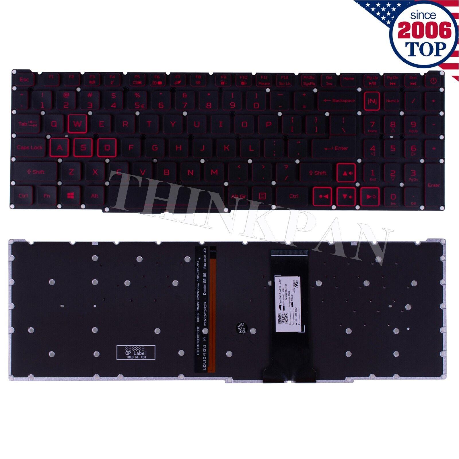 Genuine Backlit US Keyboard for Acer Nitro 5 AN515-54 AN517-51 AN715-51 N18C3