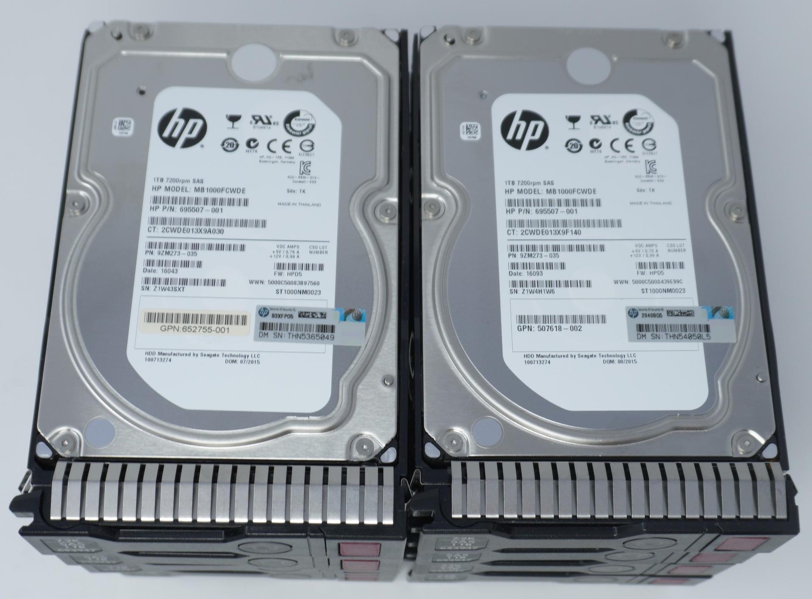 LOT OF 10 - ST1000NM0023-HP 1TB 7.2K RPM 6Gb/s 3.5" SAS Hard Drive 695507-001