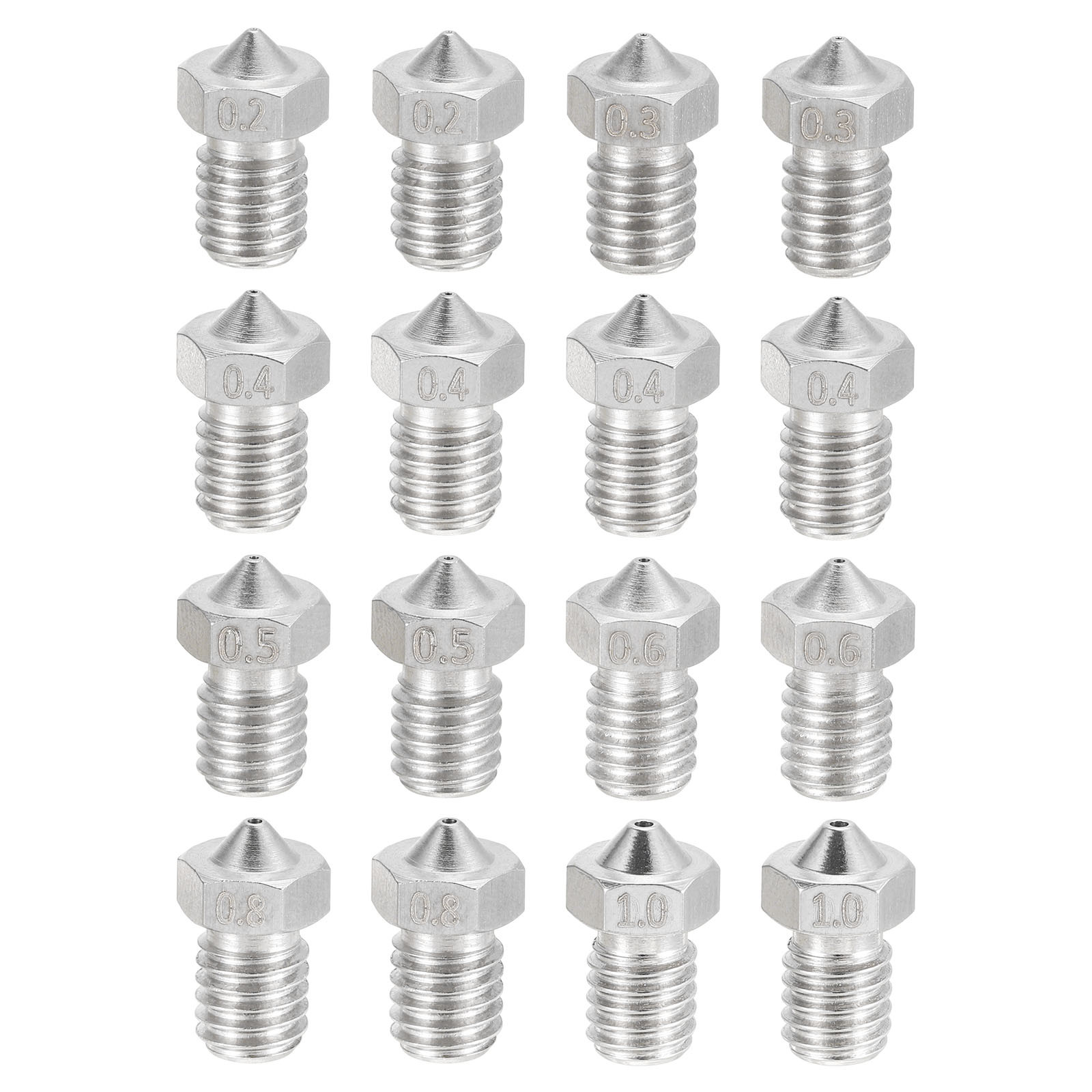 16pcs 3D Printer Nozzle Brass Extruder Print Head for 1.75mm M6 3D Printer