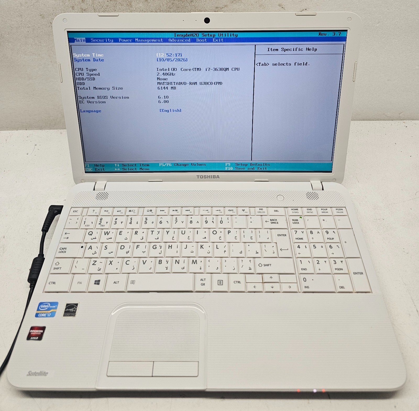 Toshiba Satellite C850-B720 Laptop Intel Core i7-3630QM 6GB Ram NO HD/OS (FL)