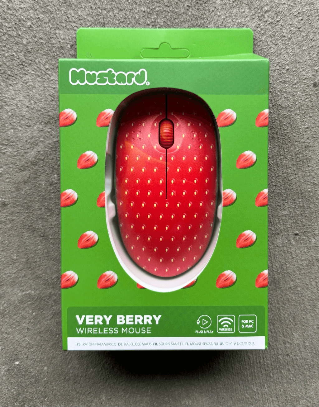 Mustard Very Berry Wireless Mouse Strawberry Design Fruit Kawaii Cute