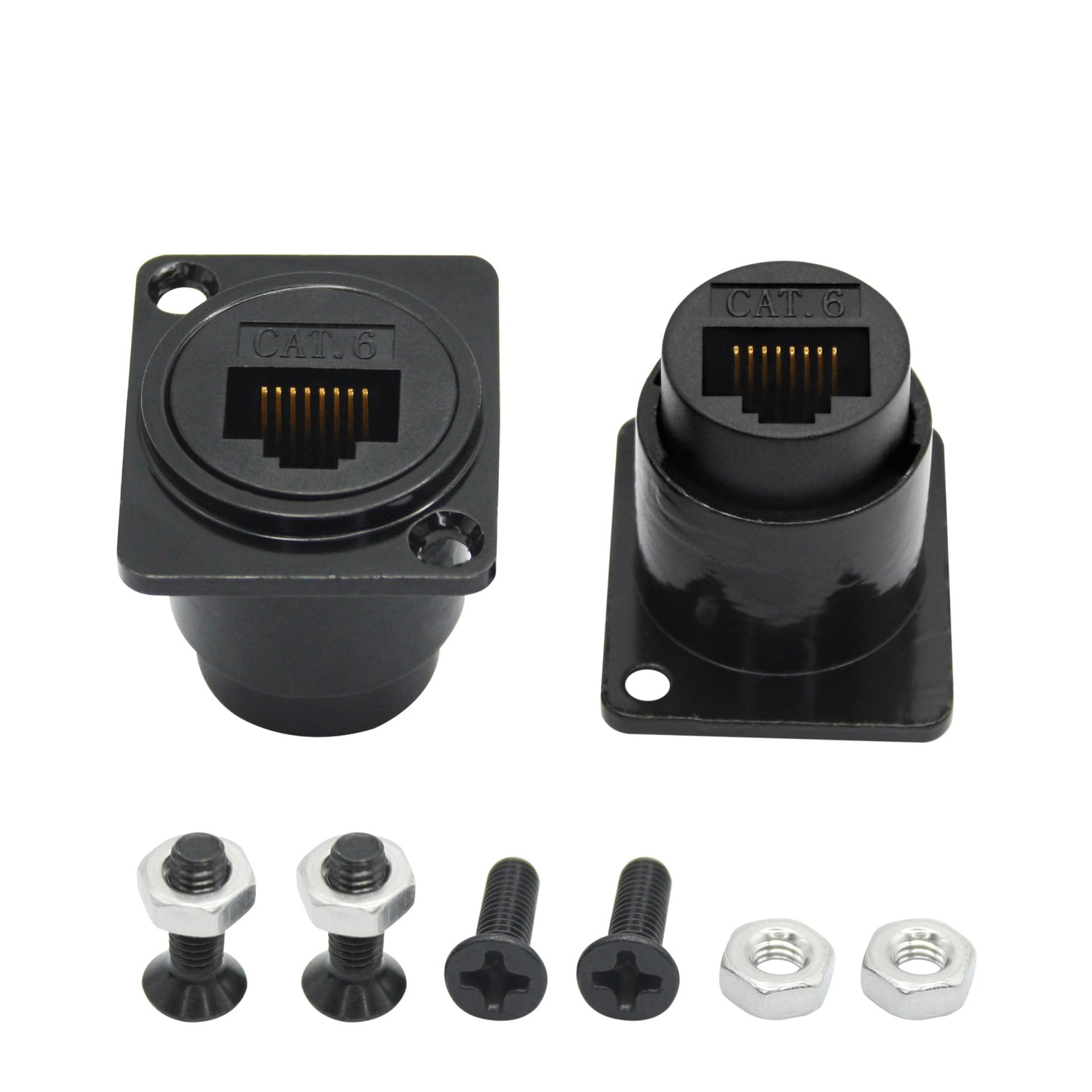 2Pcs RJ45 Panel Mount Connector, D-Type RJ45 Cat6 Female to Female Through So...