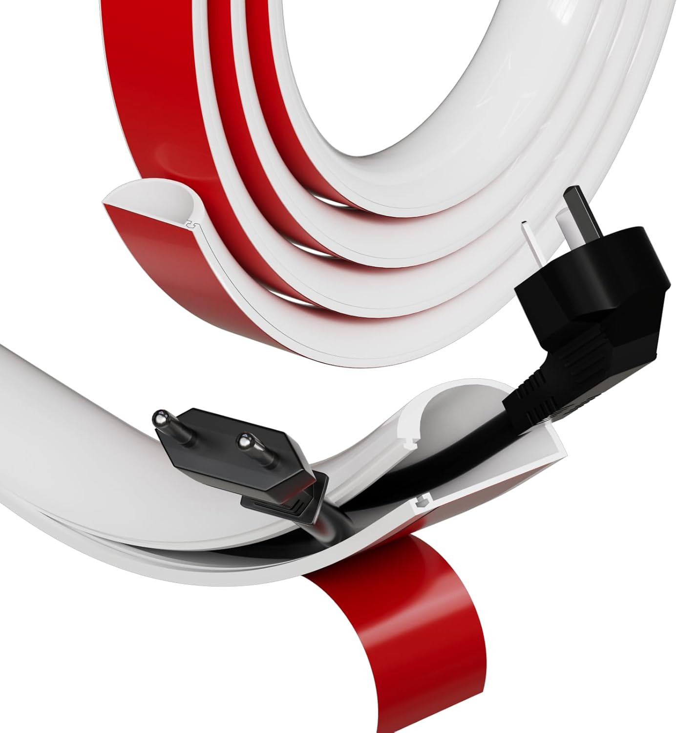 39 Inch Silicone Cord Hider Wall Raceway for 2-3 Cables Self Adhesive White