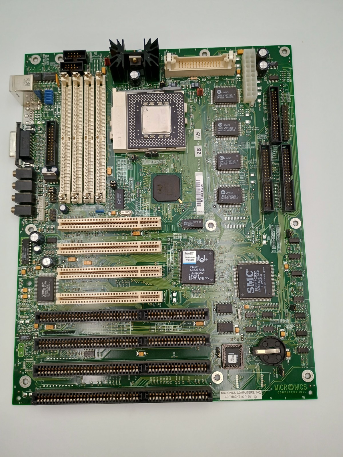 Micronics M55Hi-Plus Socket 7 Motherboard Intel Pentium 166 CPU 09-00273-26 PCI