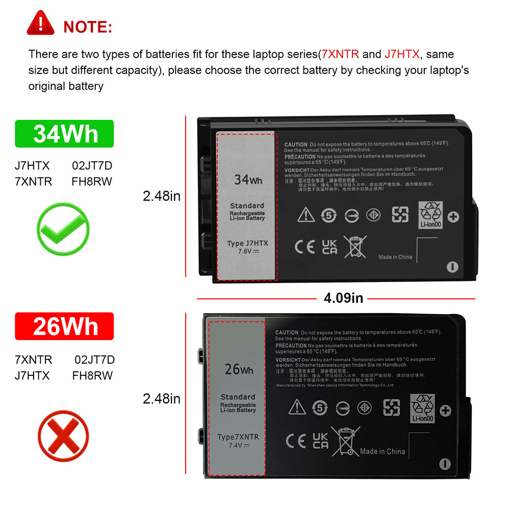 LOT Battery J7HTX For Dell Latitude 7202 7212 Rugged Extreme Tablet 7XNTR 02JT7D