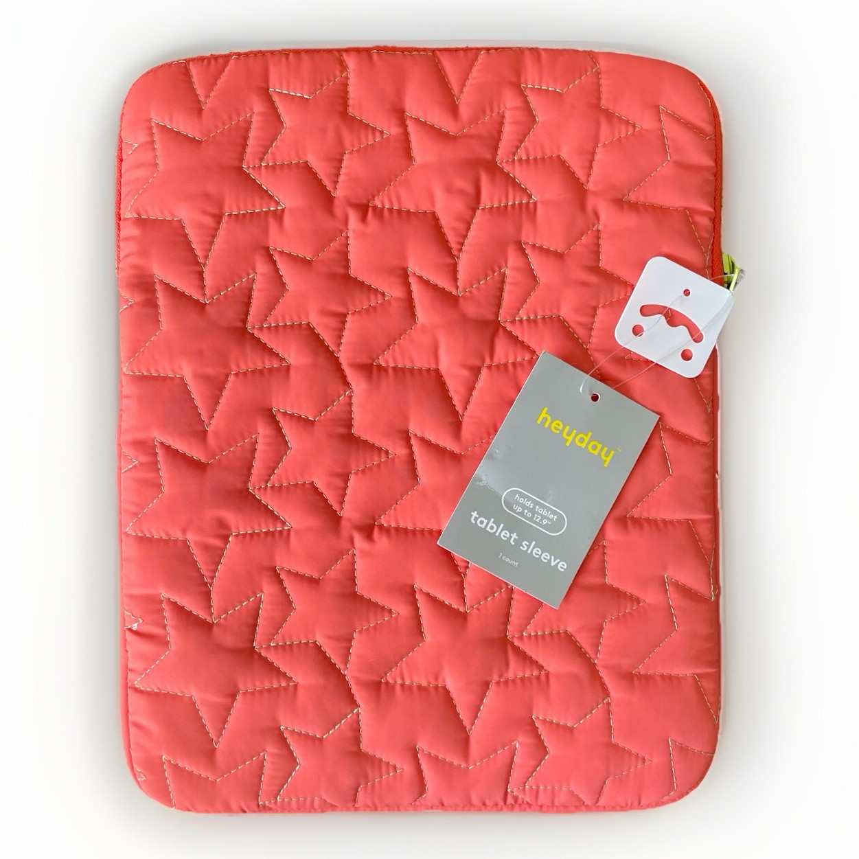 Target HEYDAY Coral Orange Lime STARS Puffy Quilted Laptop Tablet Sleeve 12.9"