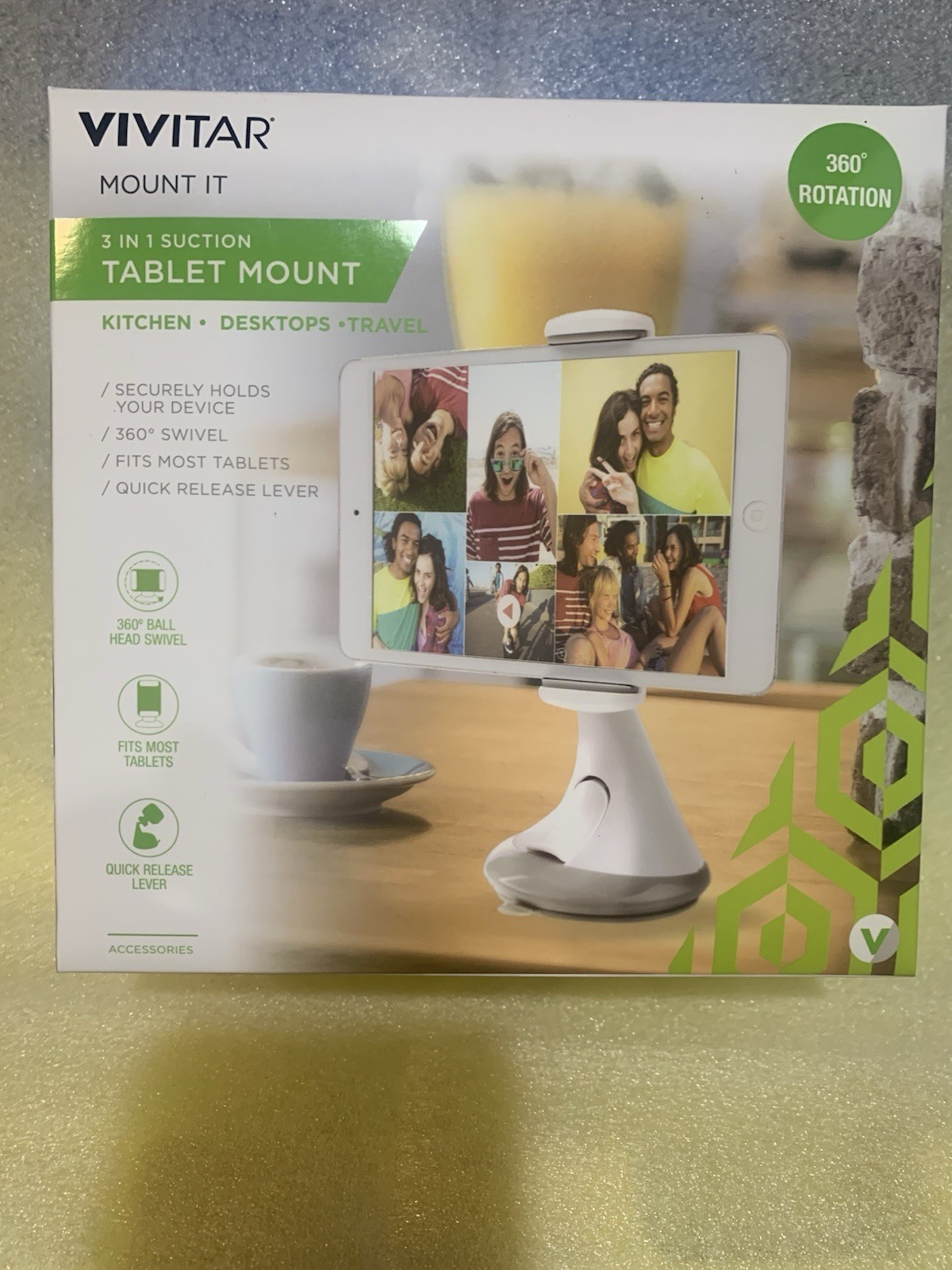 Vivitar Mount it 3 in1 Suction Tablet Mount 360 Degree Rotation