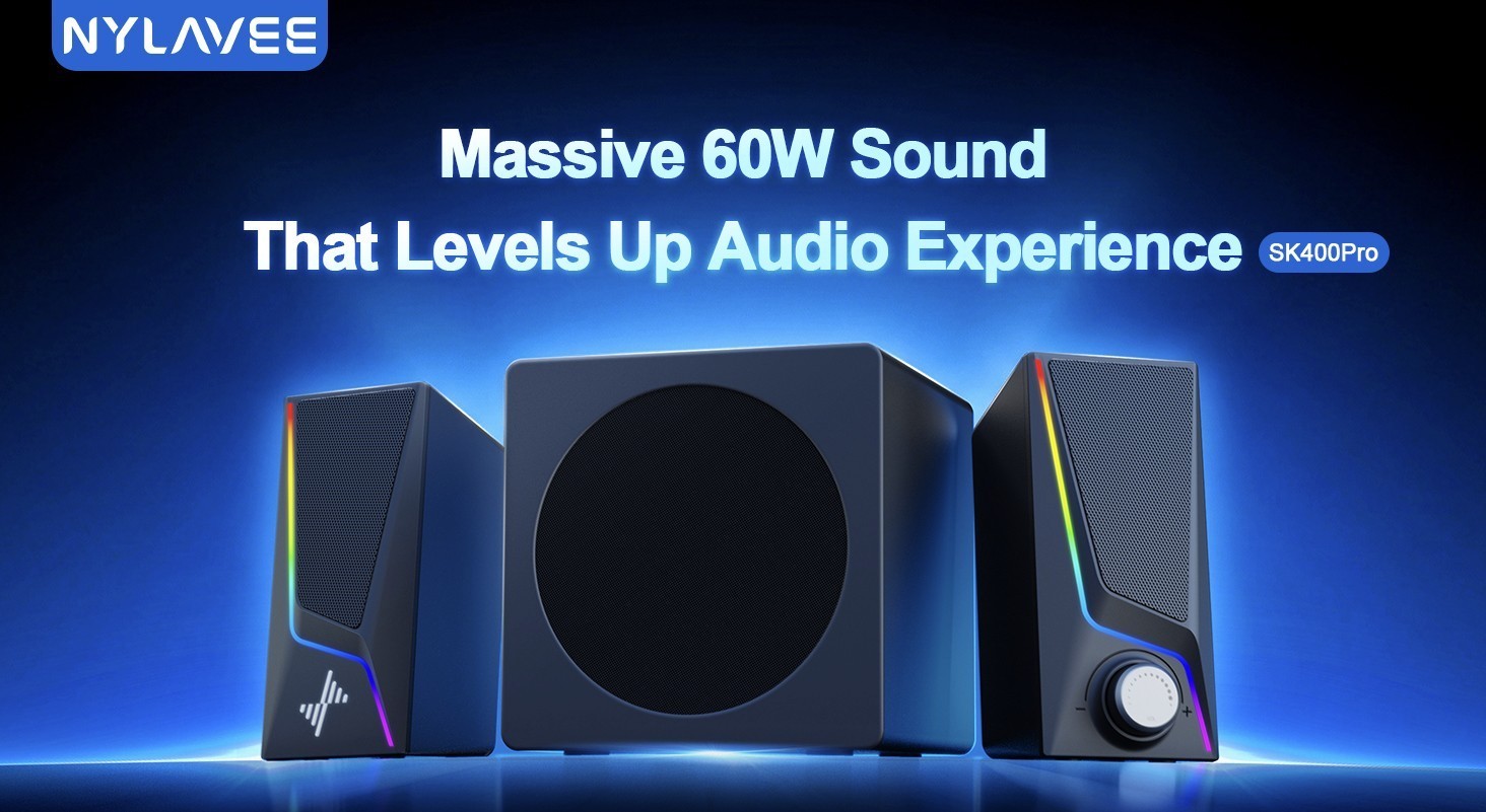 2.1 PC Speakers w Subwoofer Bluetooth 5.4 60W Peak Power - 