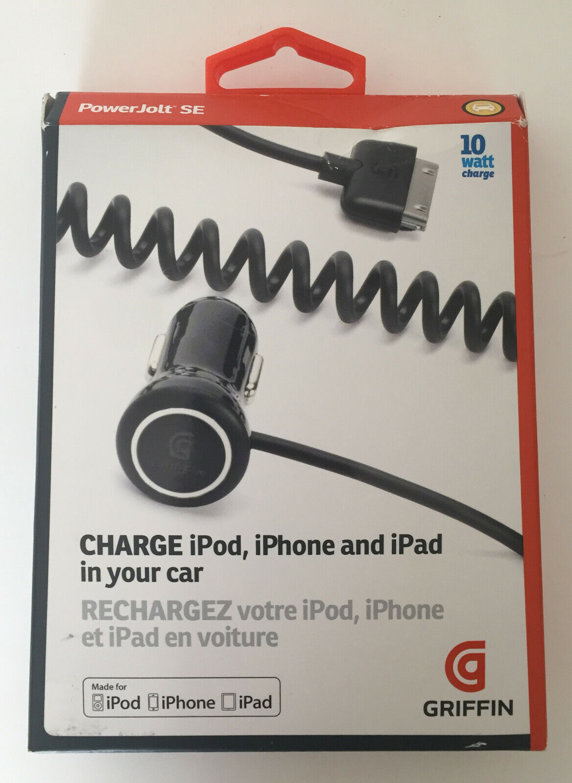 Griffin Power Jolt SE Car Charger iPod, iPhone, iPad 10 watt GC23090 