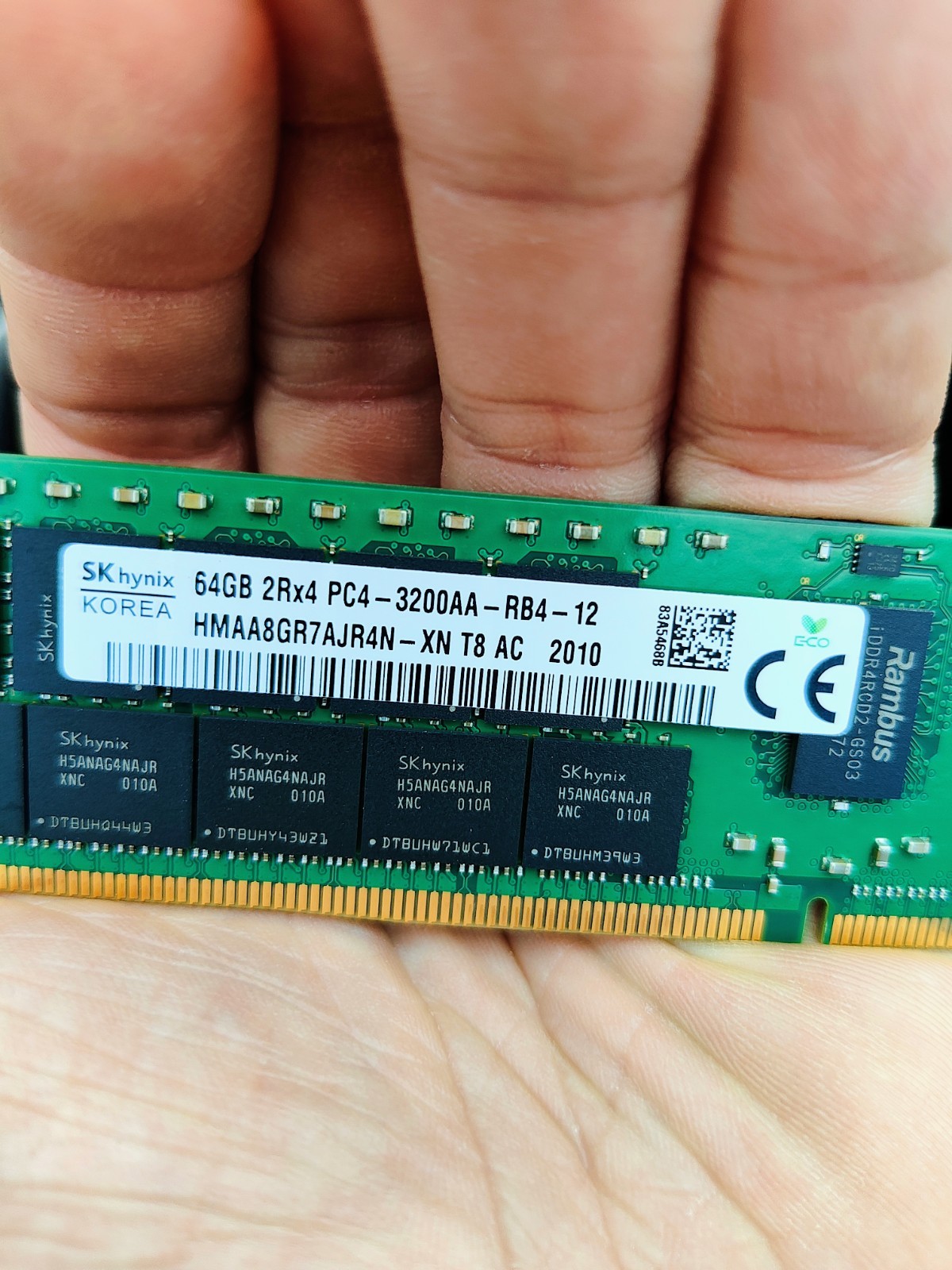 LOT OF 8 - SK Hynix 64GB 2Rx4 PC4-3200AA-ECC RAM  HMAA8GR7AJR4N-XN Tested