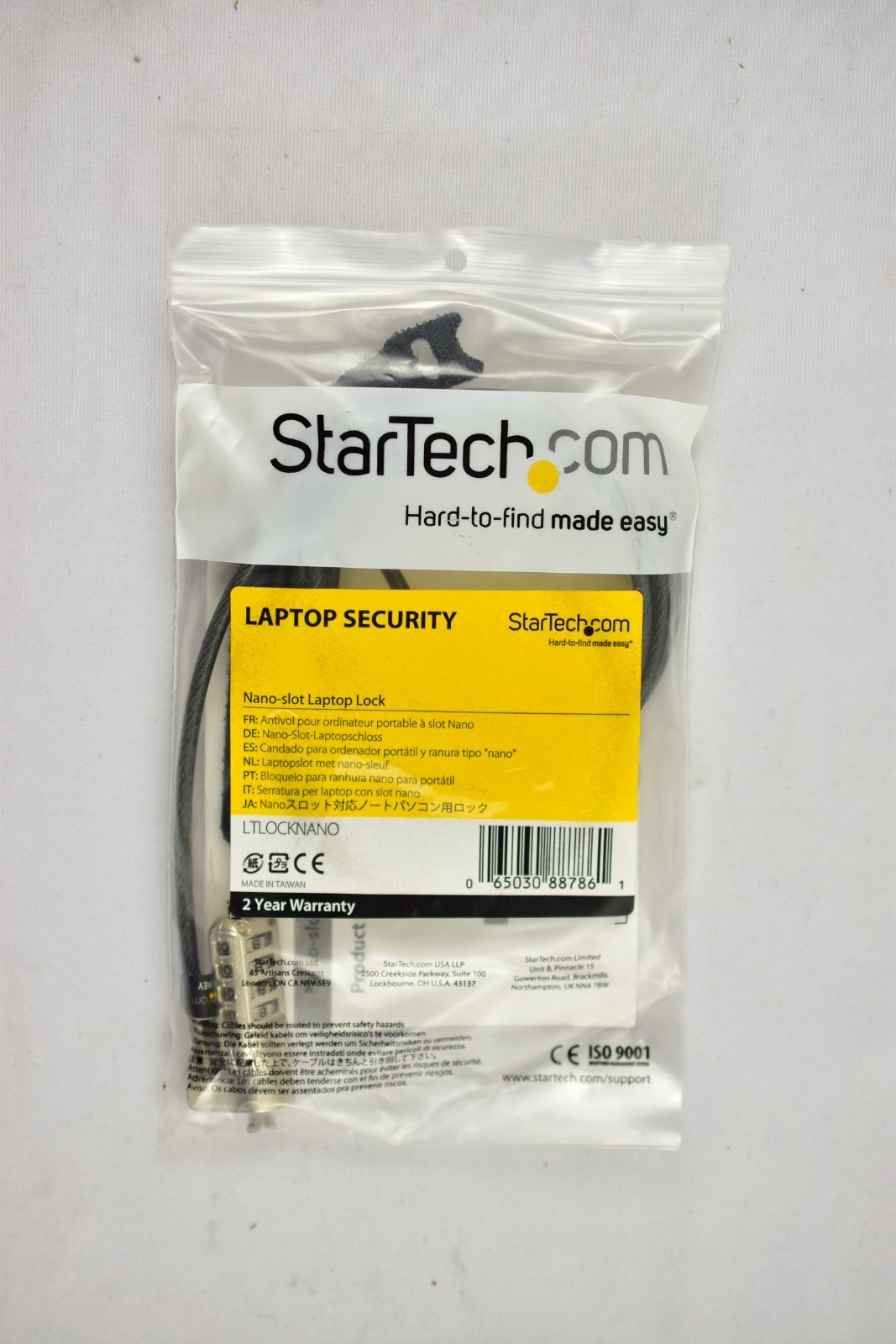 StarTech LTLOCKNANO 6ft Laptop Cable Lock for Nano Slot Computer/Tablet/Device-