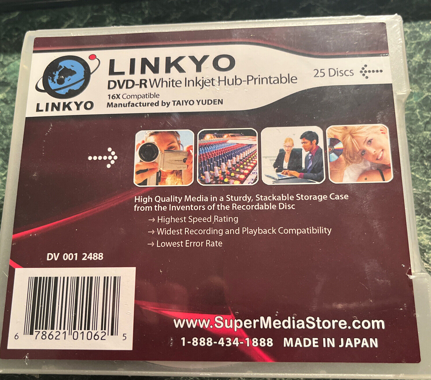 LINKYO DVD-R White Inkjet Hub-Printable - 25 Discs - 16X Compatible- DV0012488