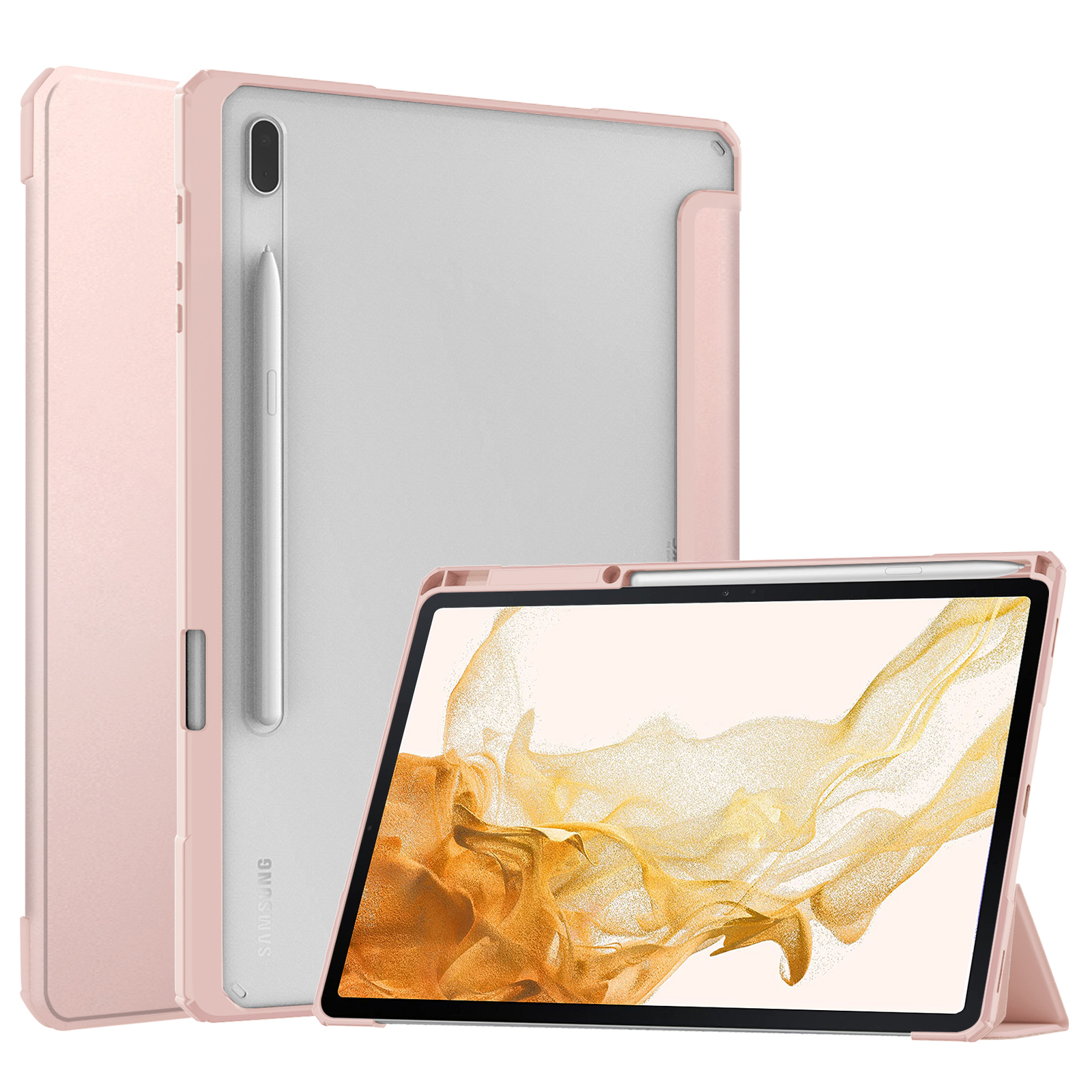Fr Samsung Galaxy Tab S8+ S8 S7 FE S7+ Tri Fold Stand Case Flip Shockproof Cover