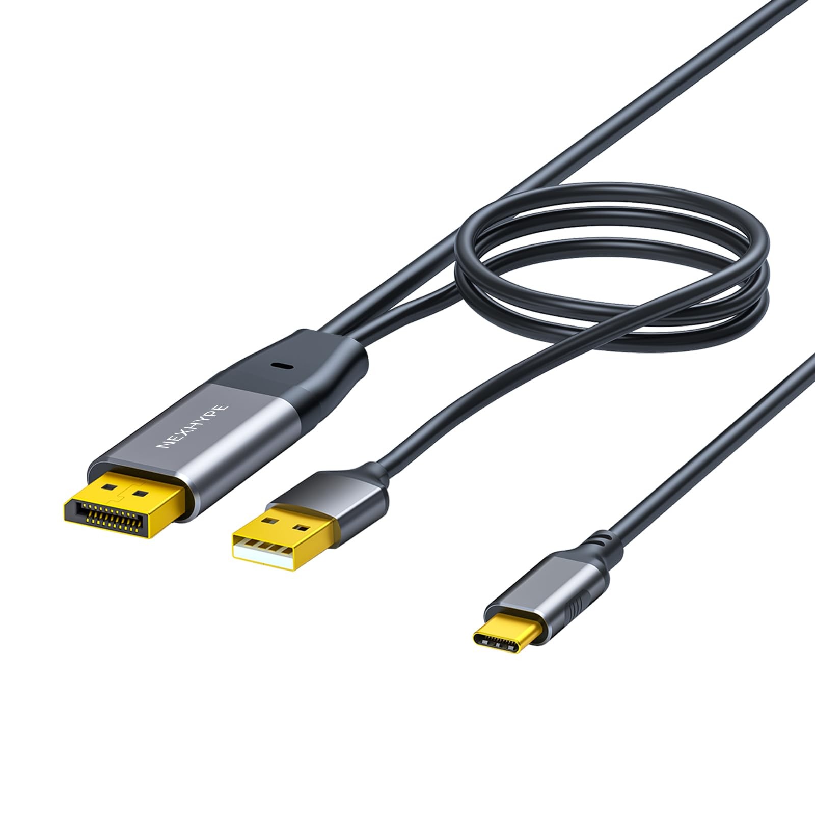NEXHYPE DisplayPort to USB-C Cable with Power 6.6ft for PC AR 6.6 feet