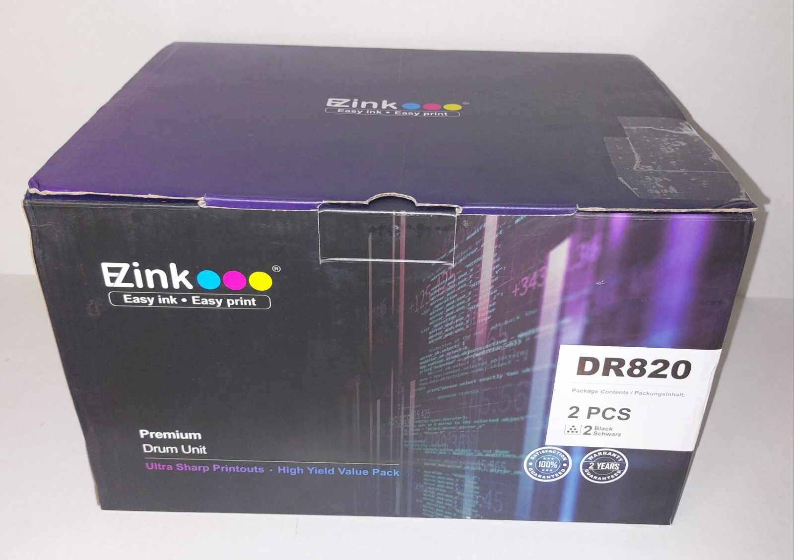 E Z Ink DR820 Drum Unit Replacement for Brother Printers 2 Pack Black