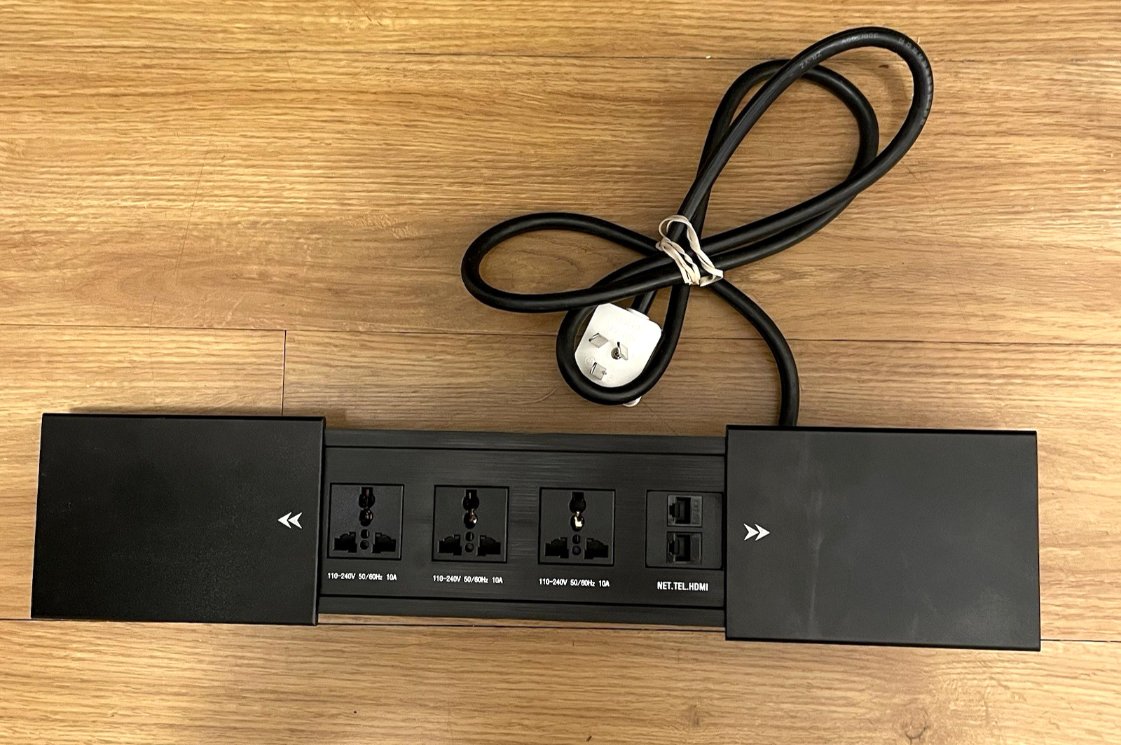 New Open Box Universal 3-Outlet Conference Table Power Strip slide cover
