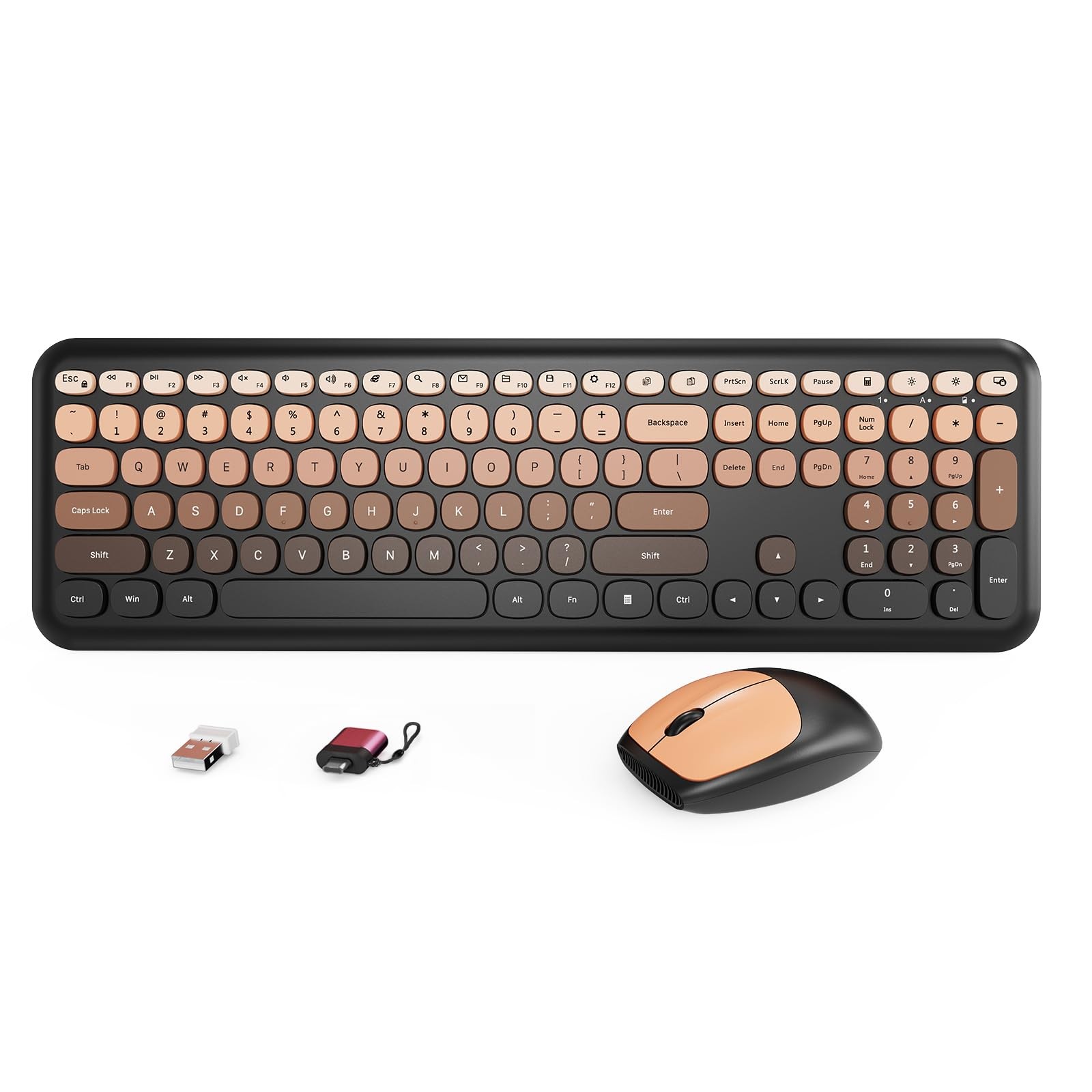 HotFox Wireless Keyboard and Mouse Combo, Full-Size Retro Typewriter Keyboard