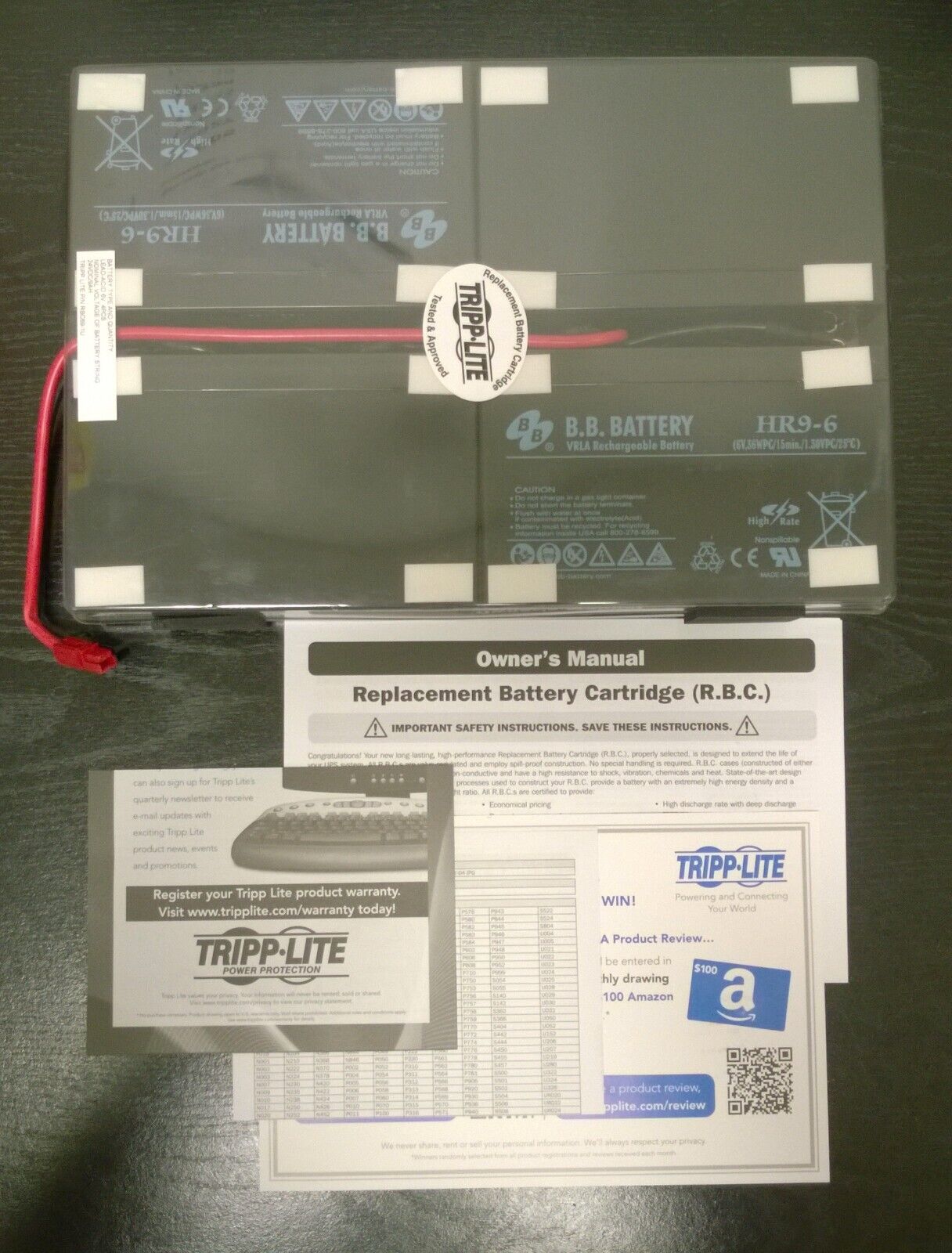 Tripp-Lite RBC69-1U  Replacement Battery Cartridge, 24VDC 9Ah, New