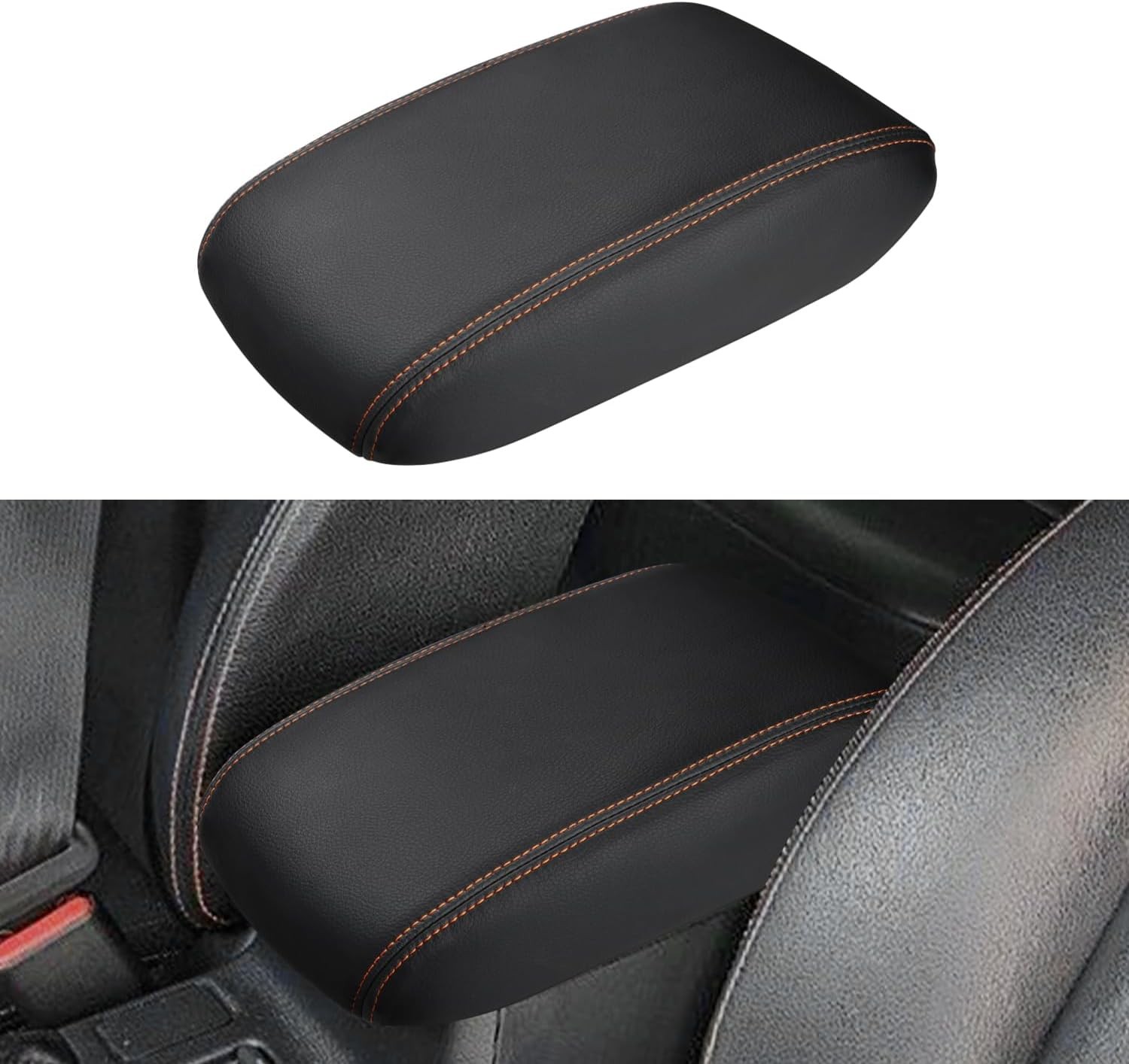 INTGET Car Center Console Armrest Cover for Subaru 2012-2017, Orange Stitches 