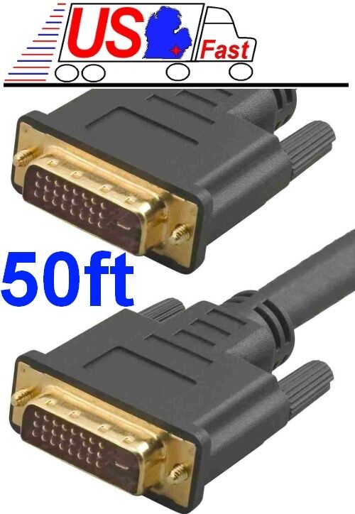 50ft long DVI-D Male-M Digital Cable/Cord,PC/DVD/TV/HDTV/LCD/Projector{DL$SHdisc
