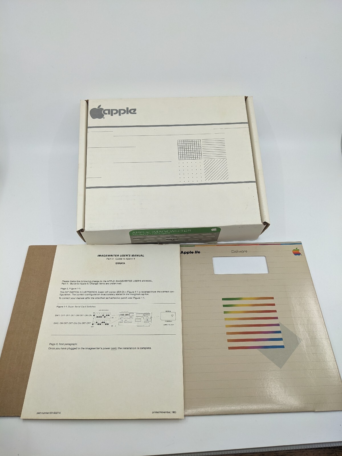 Apple Imagewriter Accessory Kit for Apple II, Orig. Box, Papers, Diskware Sleeve