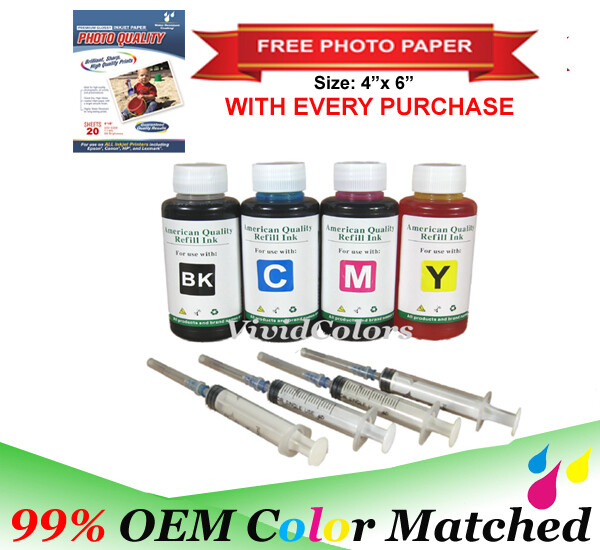 4x100ml refill ink (non-OEM) 202 T202 For XP-5100 WF-2860 Refillables 