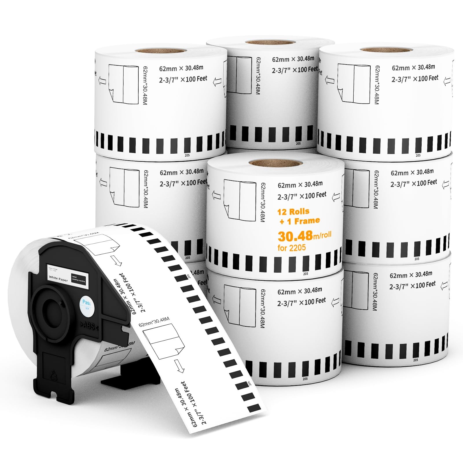 (12 Rolls + 1 Frame,30.48m Per Roll 3-Proof) Labelebal Dk 2-3/7" x 100' Direc...