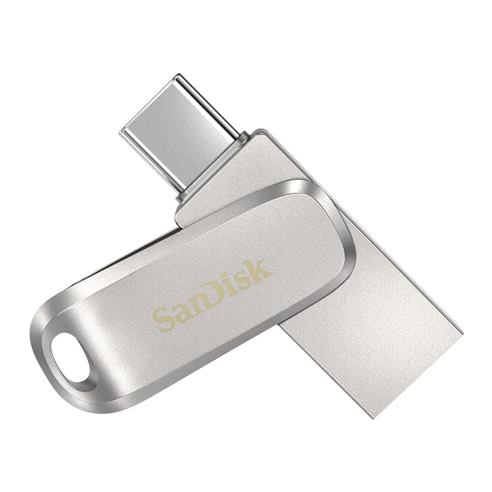 SANDISK Ultra Dual Drive Luxe Flash Drive 256GB Silver USB-C 400MB/s Compact