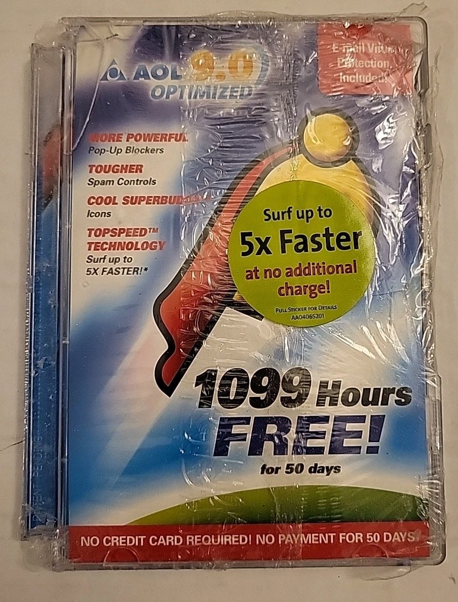 AOL 9.0 Optimized Software New Sealed CD-Rom Vintage 1990s