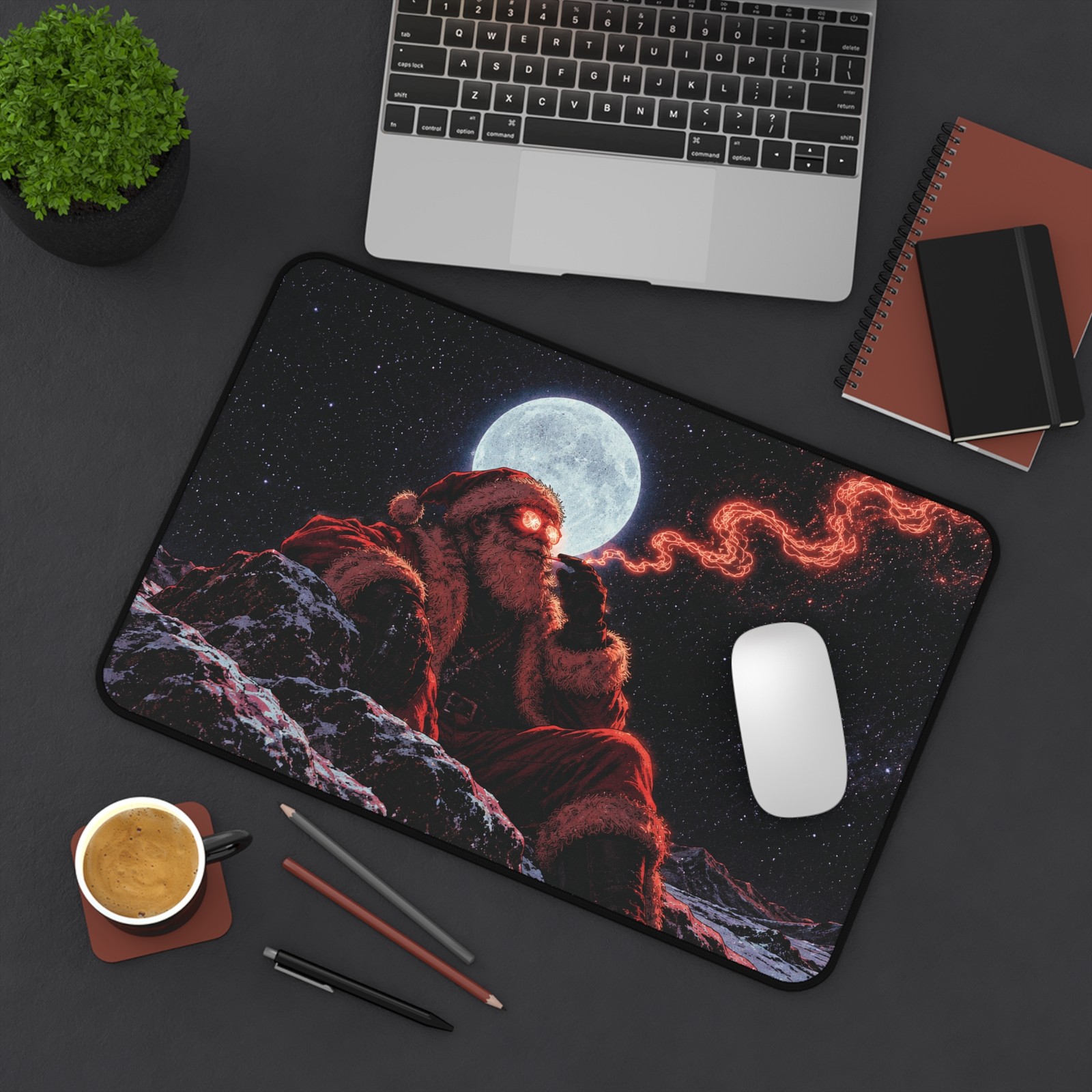 Cosmic Santa Claus Desk Mat Mouse Pad | 2 Sizes | Christmas Galaxy Art.