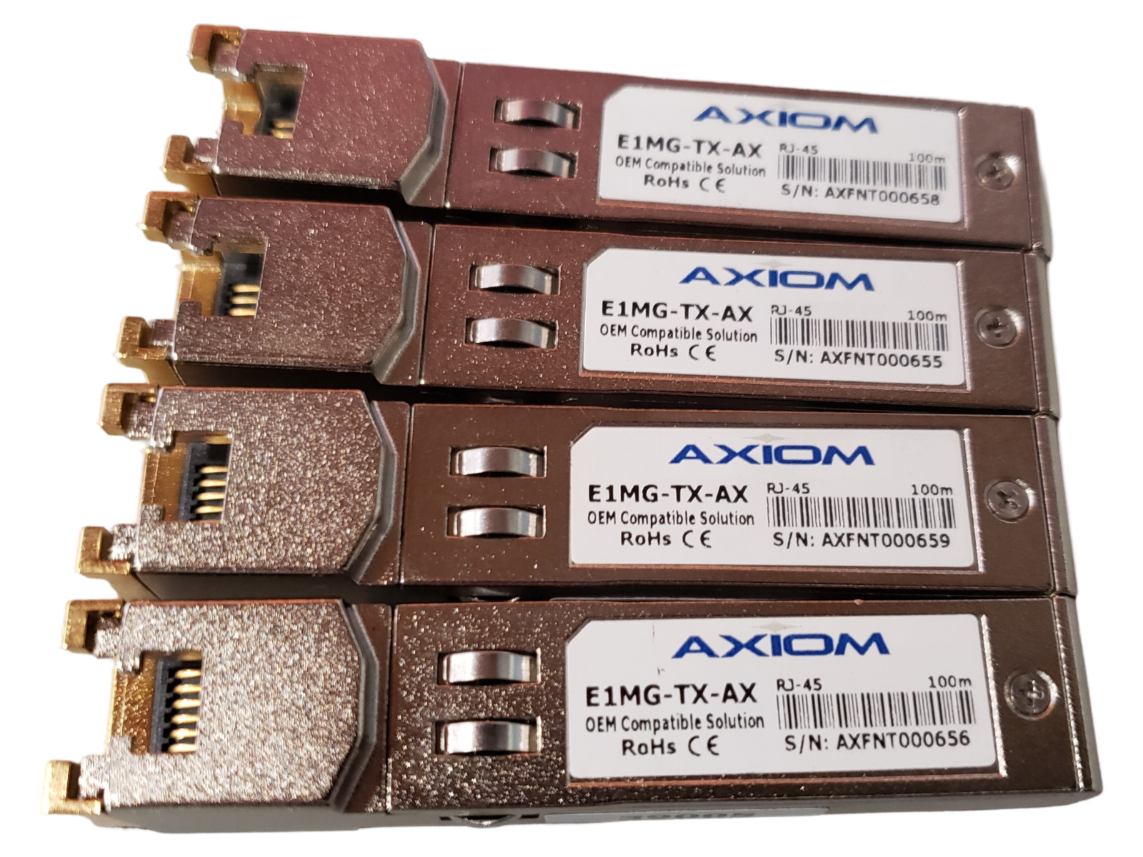 LOT OF 4 Axiom Brocade E1MG-TX-AX 1000Base-T SFP Transceiver
