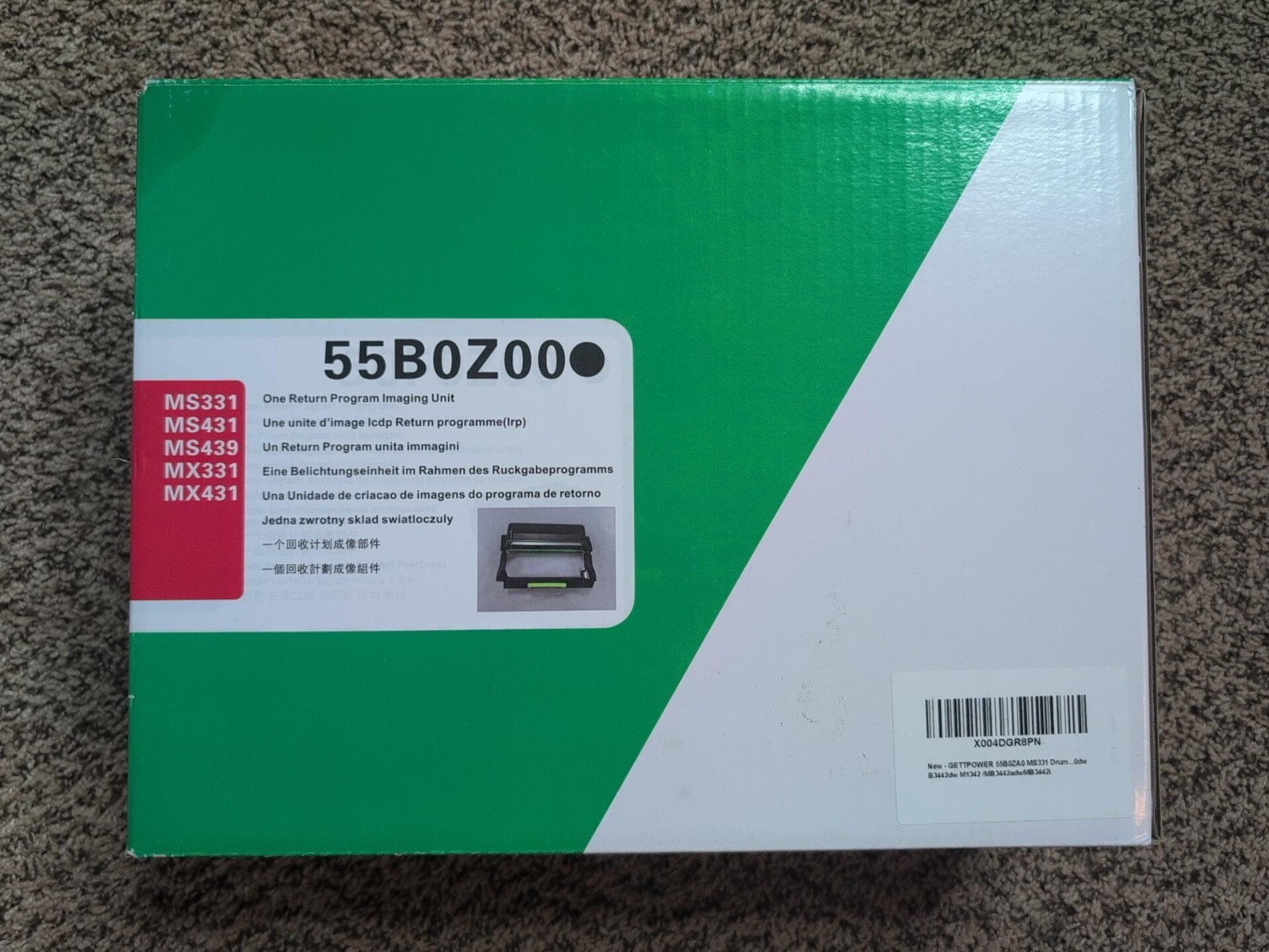 GETTPOWER 55B0ZA0 Drum Imaging Unit for Lexmark MS331 MS431 MX331 MX431 40K