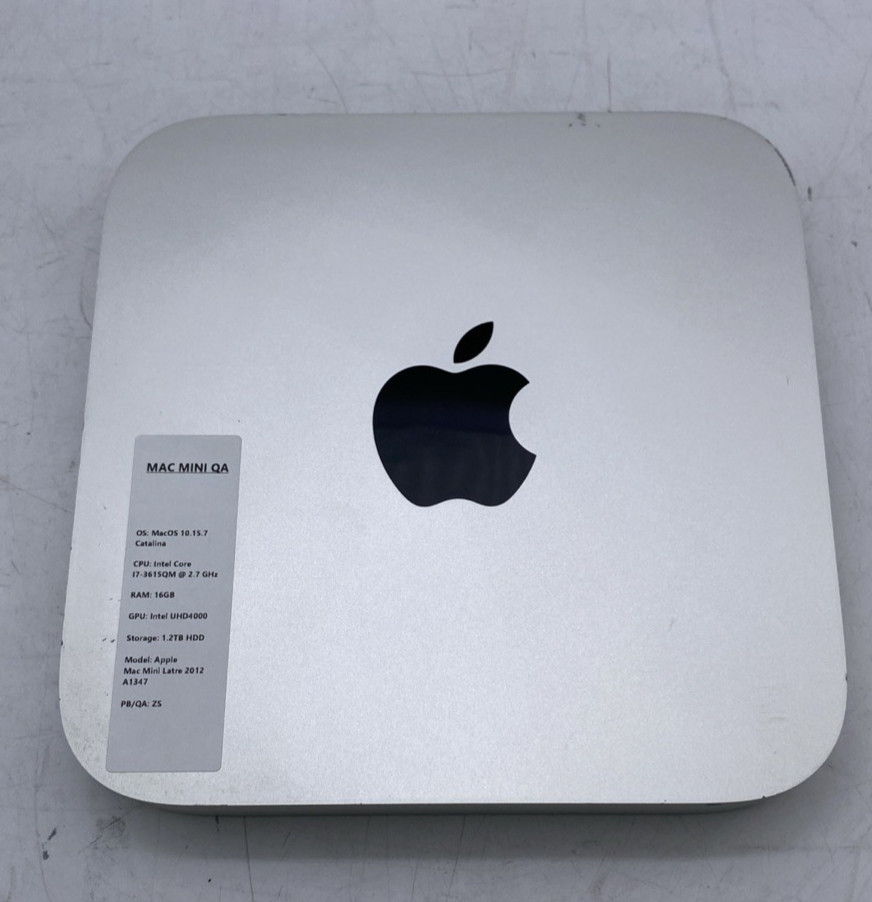 2012 Apple Mac Mini (Intel Core i7-3615QM 2.7GHz 16GB RAM 1.2TB HDD) Silver