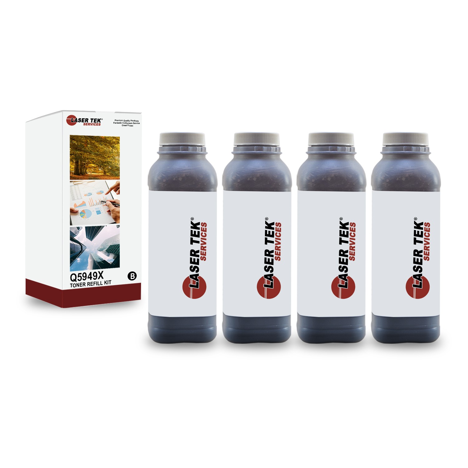 4Pk LTS Q5949X Black Toner Refill Kit Compatible for HP LaserJet 1320 1320n