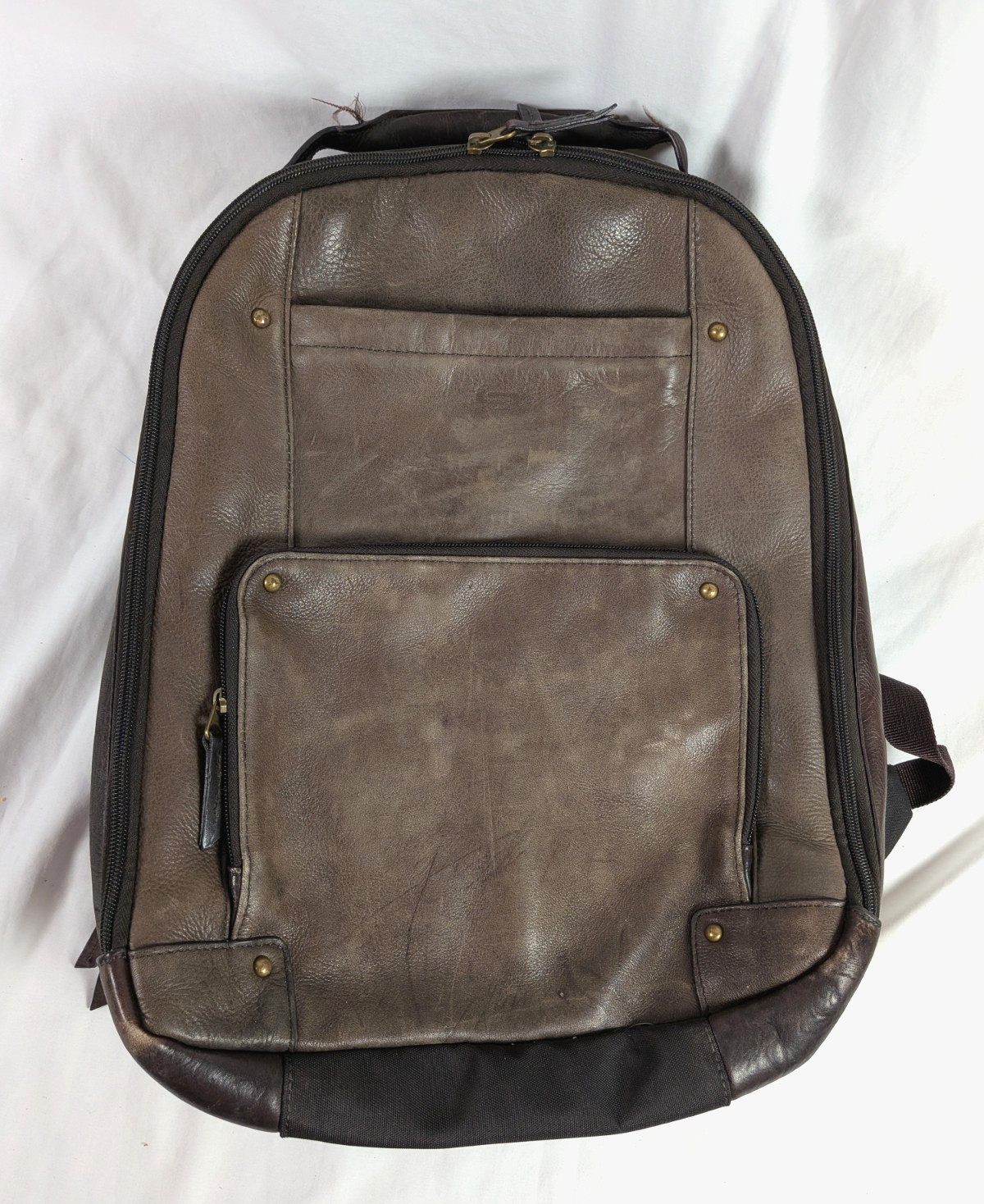 Solo Brown Leather Padded Backpack