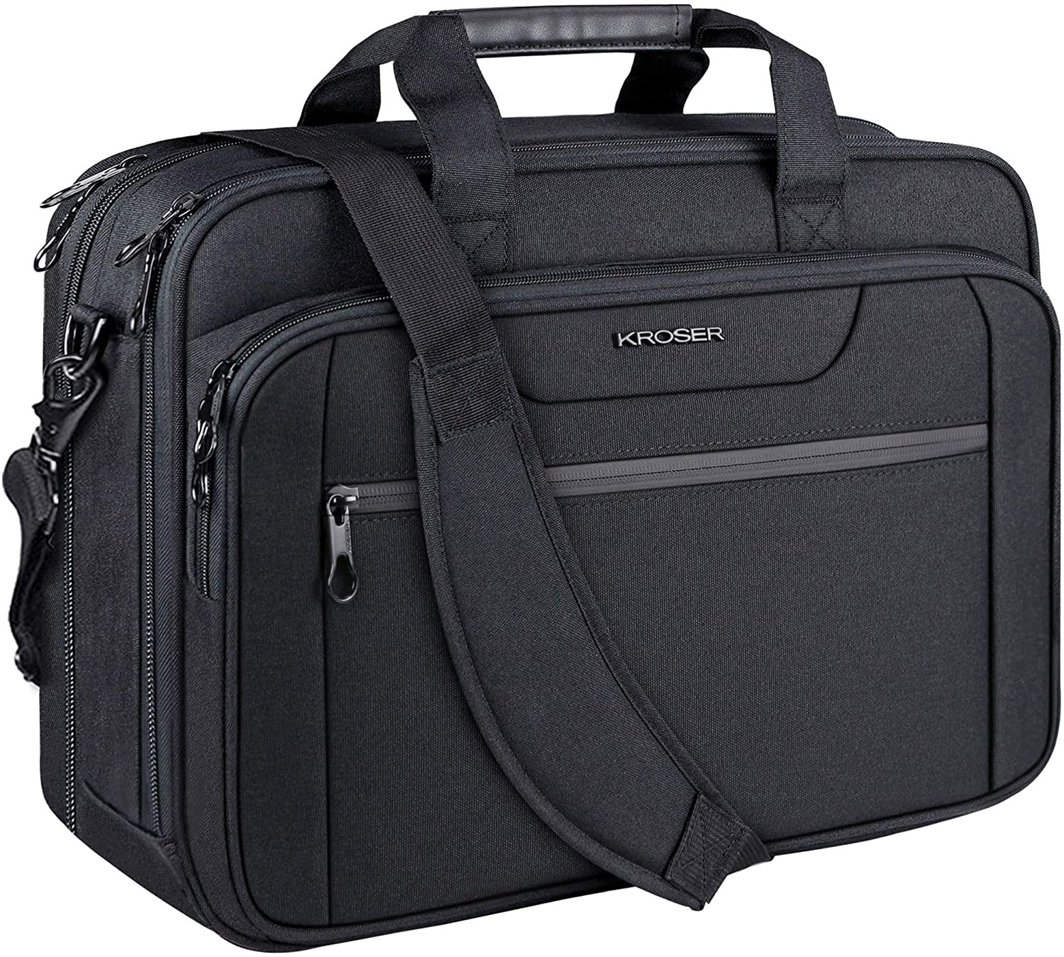 Laptop Bag Expandable Briefcase Messenger Bag 17.3 Inch Black | Water-Repellent,