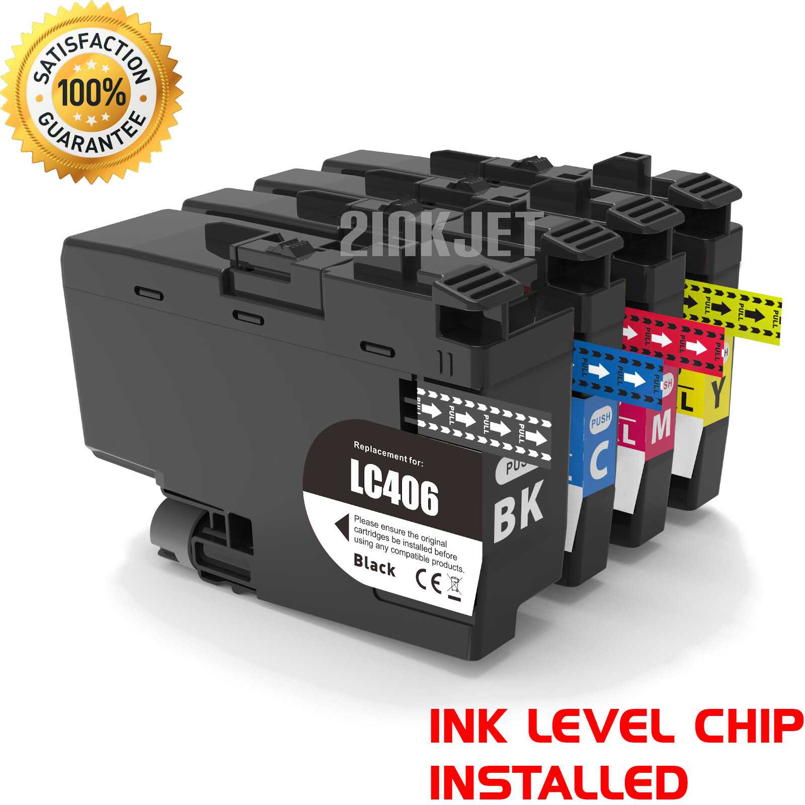 4pk LC406 Ink Cartridges for Bro. MFC-J4335DW MFC-J4345DW MFC-J4535DW 406 ink