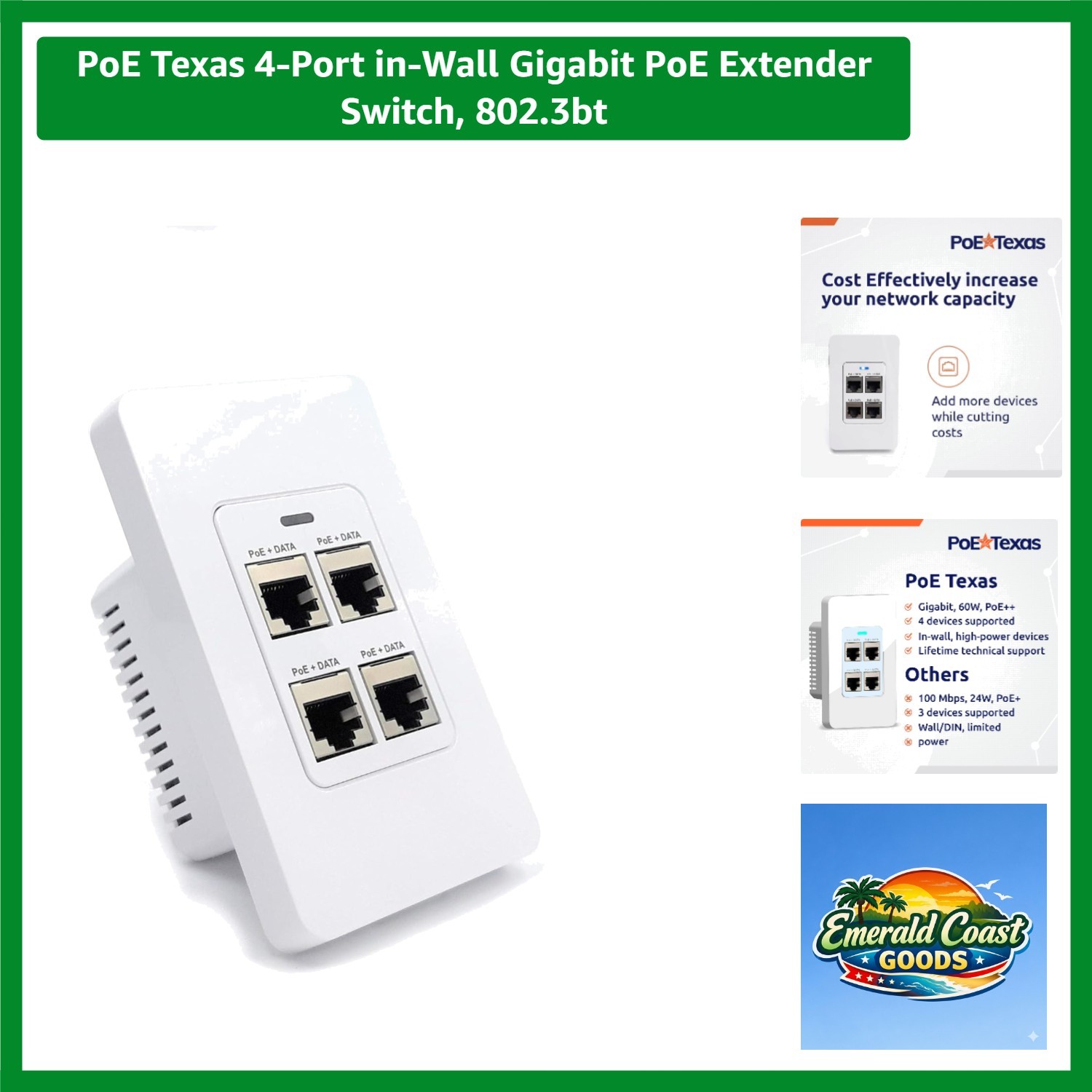 High-Performance 4-Port PoE Switch with Stable Power for Office & Home Use
