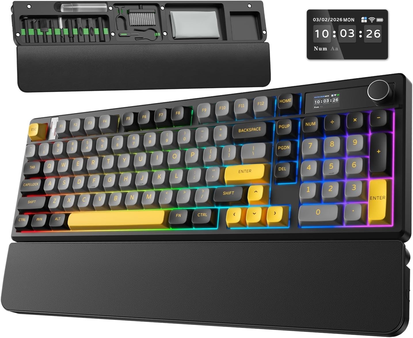 BlueFinger B98Pro Wireless Mechanical Keyboard Creamy Numpad HotSwap Gasket