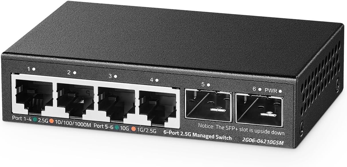 Binardat 4 Port 2.5G Web Managed Switch with 2x10G SFP+ Slot, Ultra-Mini... 