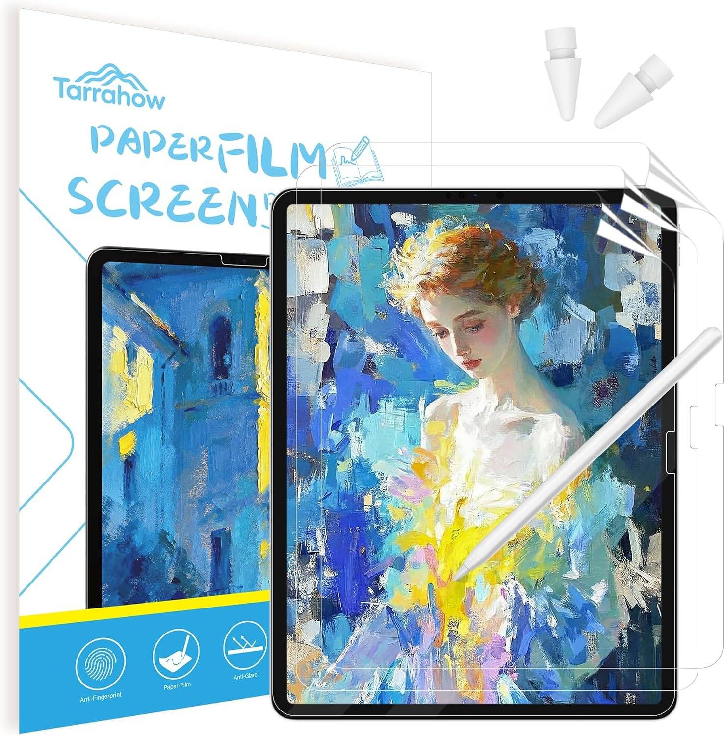3 Pack Paper Screen Protector for iPad A16 11" 11th/10th + 2 Pencil Tip Matte 